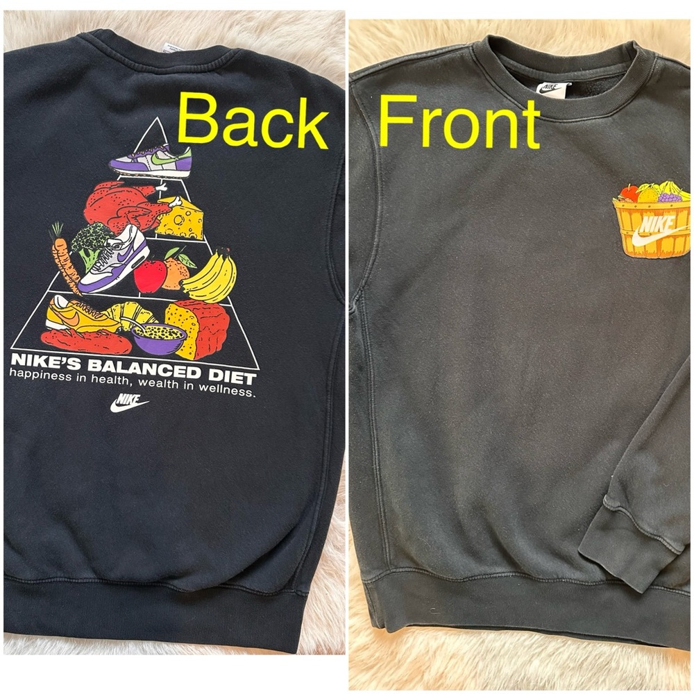 Nike - “Balanced Diet" Black Crewneck Sweatshirt Mens Size Small